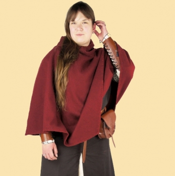 Preview: Wikinger-Gugel "Egill" mit Stickerei   -  Rot